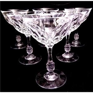 Vintage Fostoria Crystal Kimberly Champagne / Tall Sherbet Glasses Set Of 6